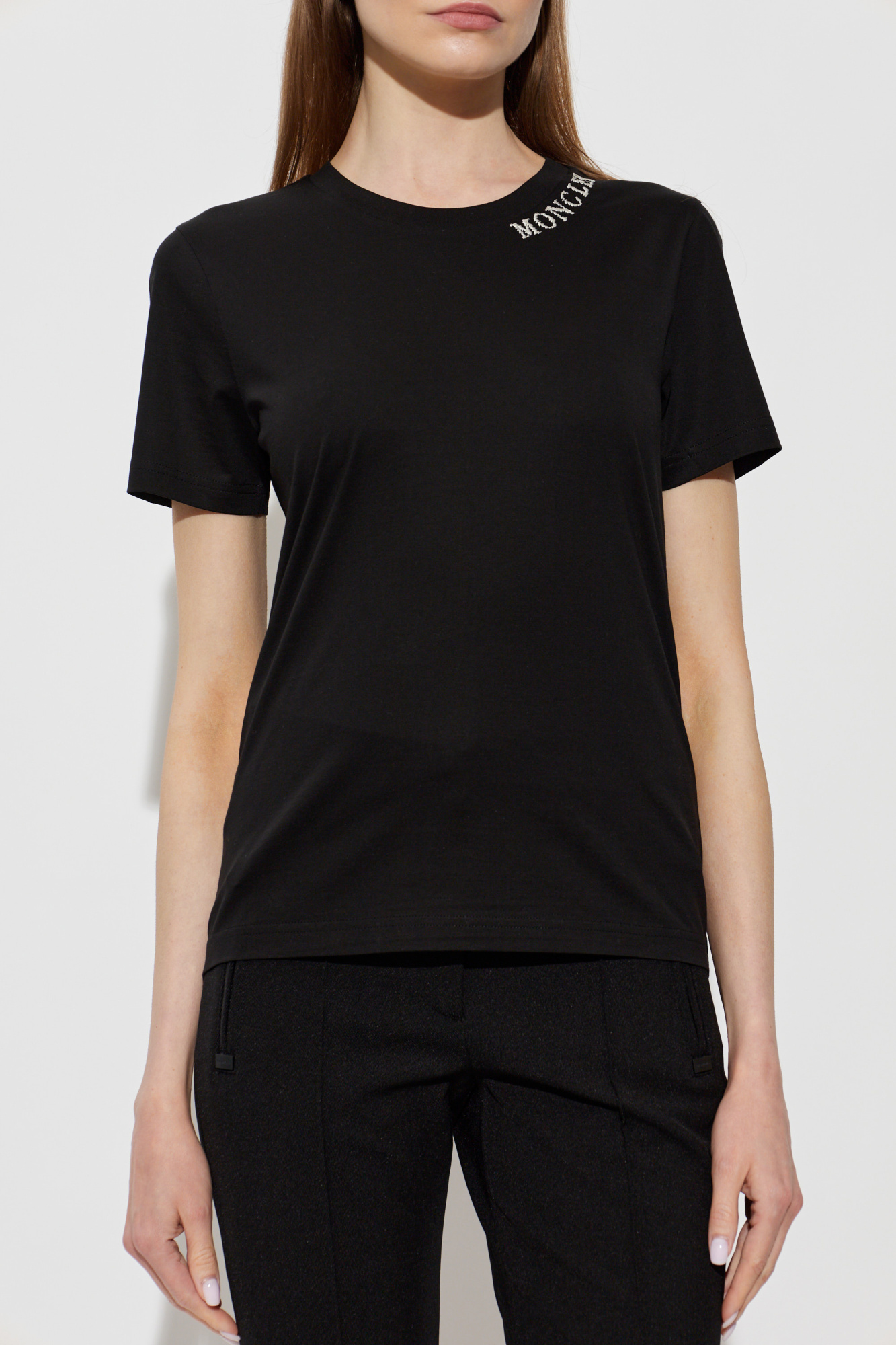 Preto T-shirt com logótipo bordado Moncler - Vitkac Brazil
